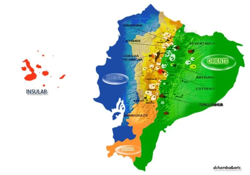 Mapa de los volcanes de Ecuador | Free Arts