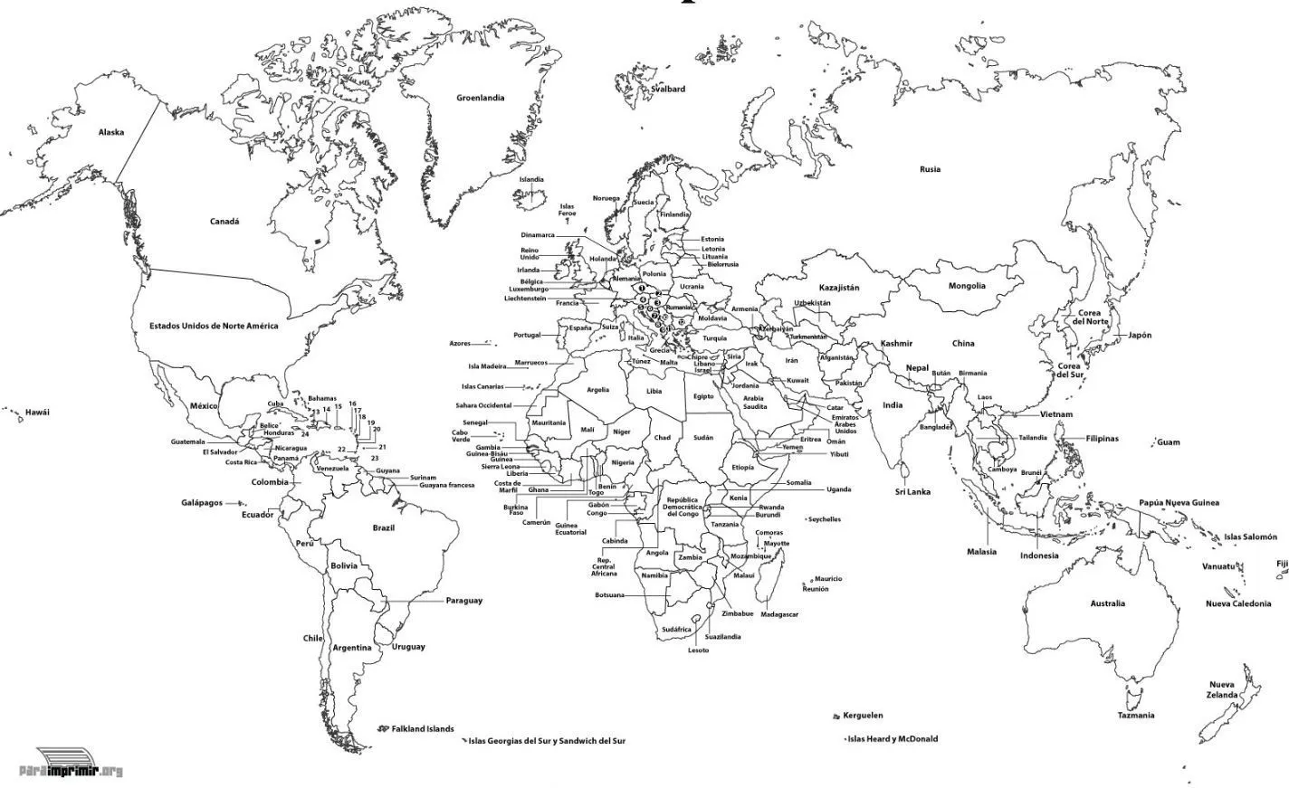 mapamundi en blanco | Mapamundi con nombres, Mapamundi, Planisferio con  nombres