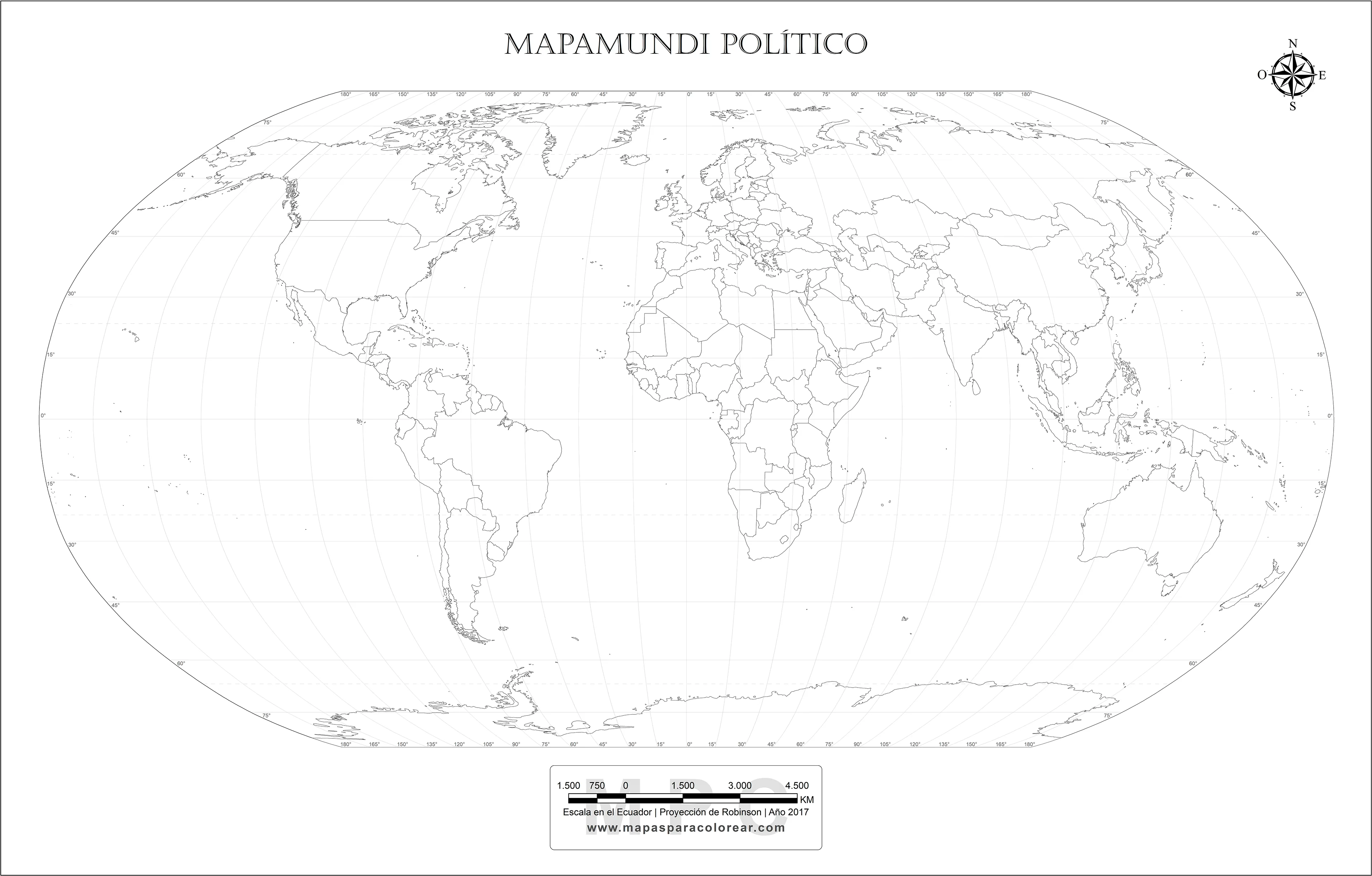 Mapamundi para colorear