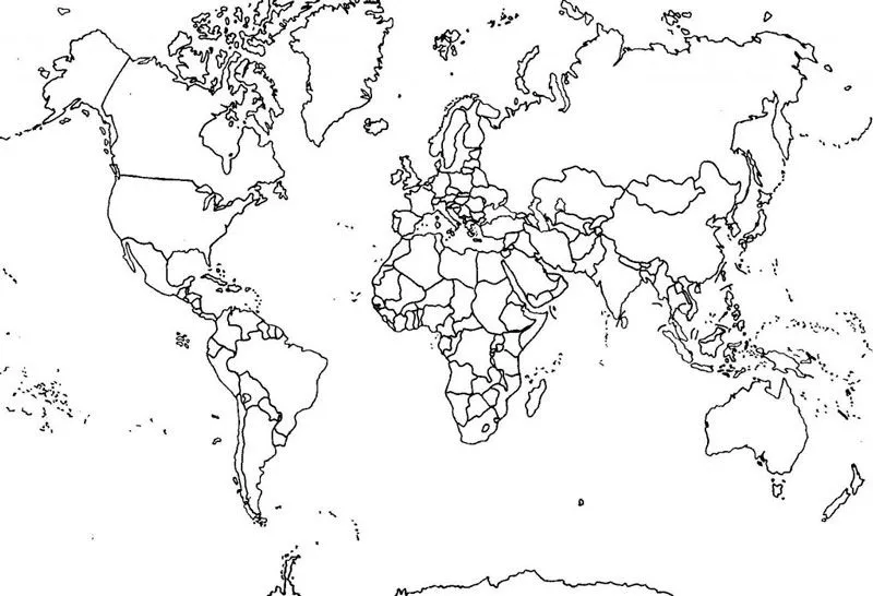 Mapamundi continentes horizontal: sin nombres, para ser completado ...