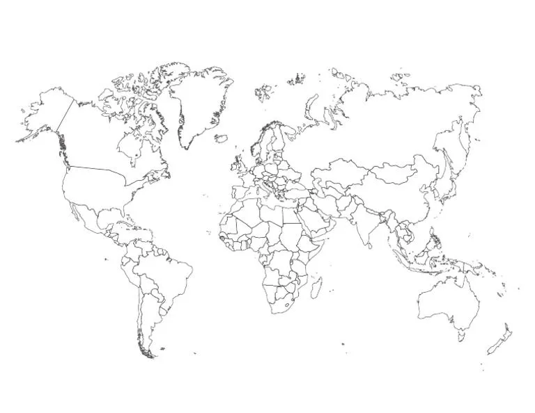 Mapamundi Con Division Politica Sin Nombres para Imprimir | PDF
