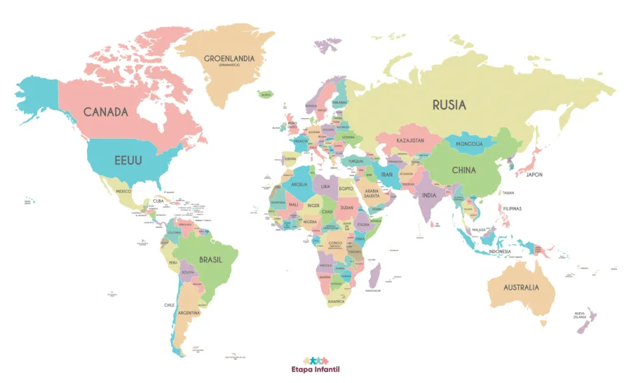 Mapamundi: Los 7 mapas del mundo temáticos más utilizados - Etapa Infantil