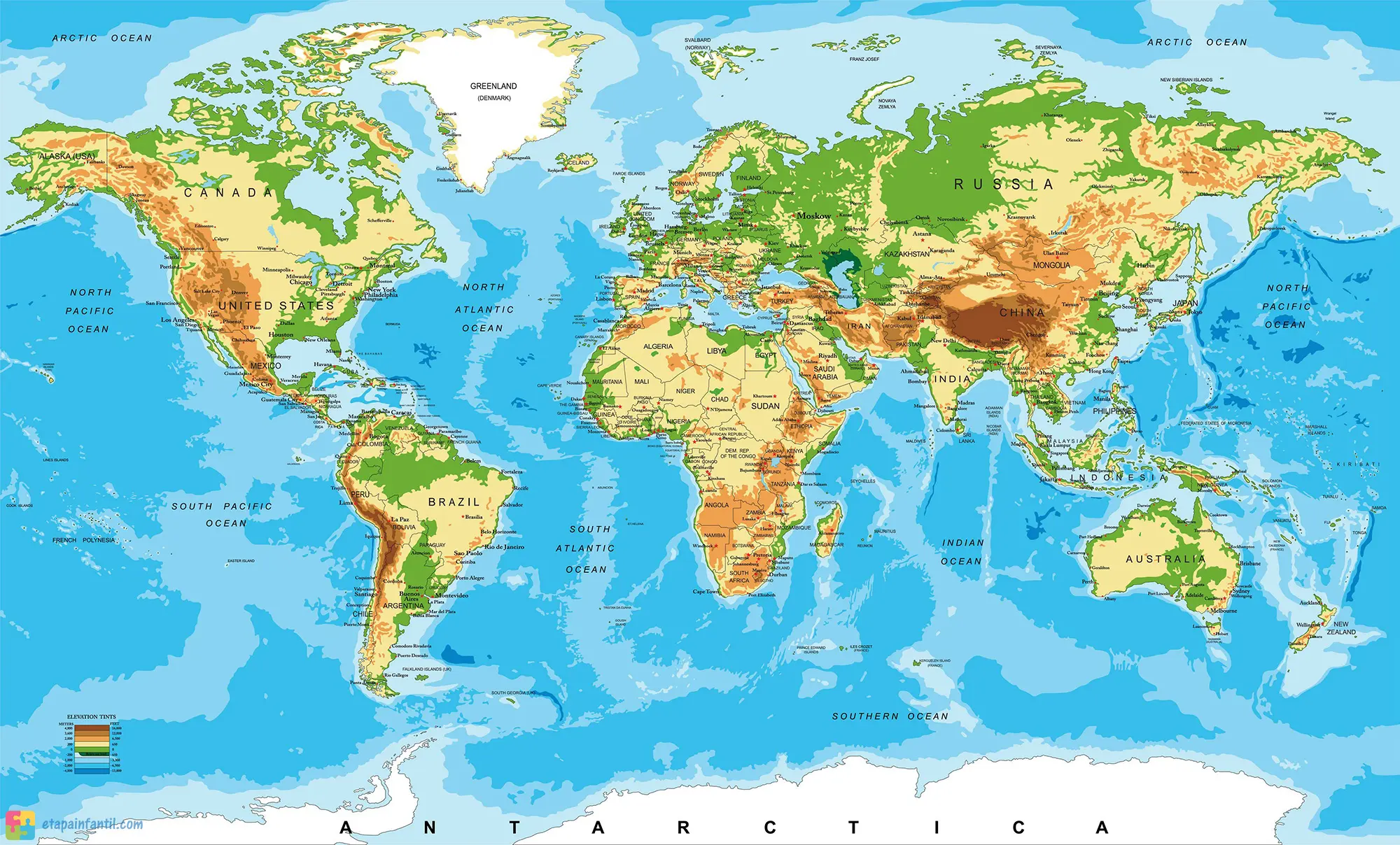 Mapamundi: Los 7 mapas del mundo temáticos más utilizados - Etapa Infantil