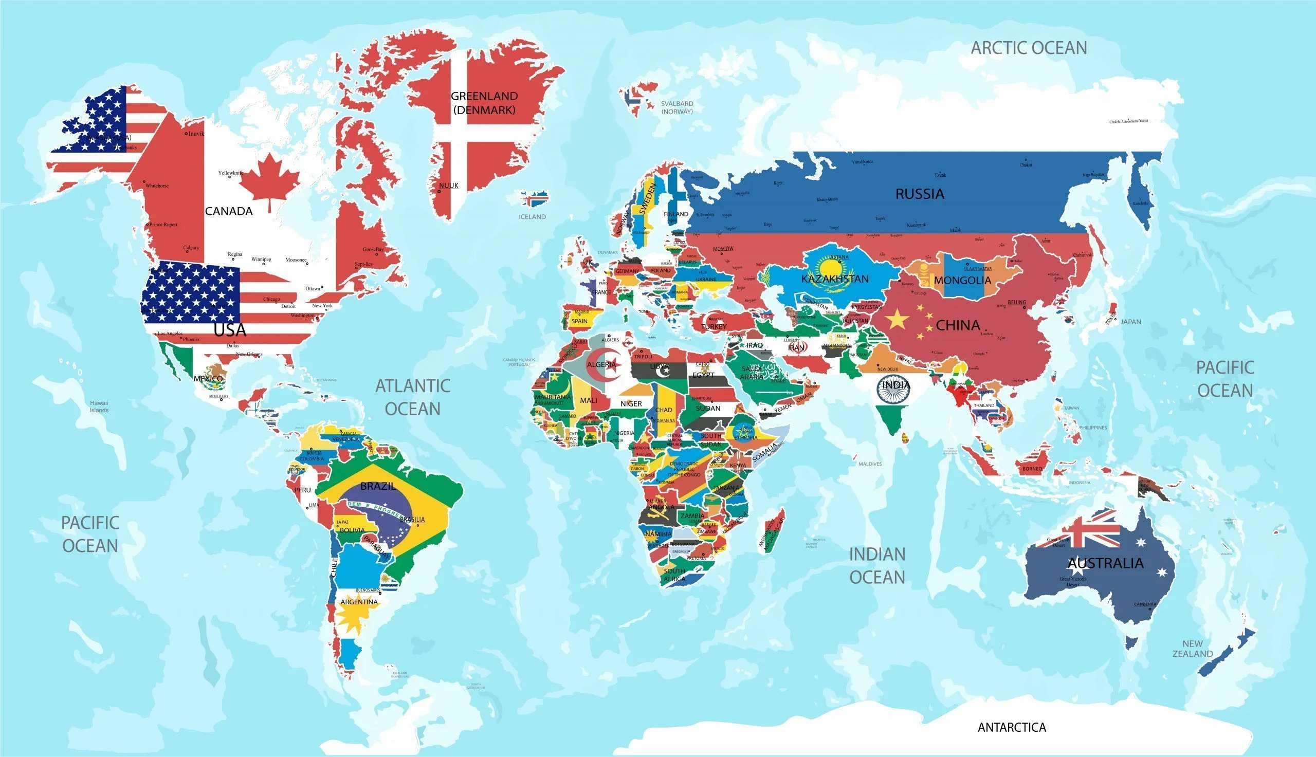 Mapamundi por países - Imágenes y fotos con los nombres