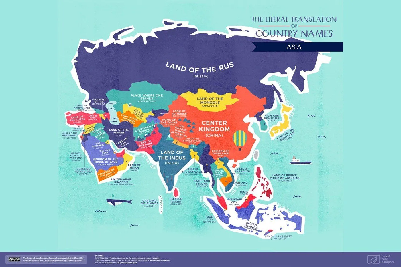 Mapamundi que revela el significado de los nombres de los países - Cultura  Inquieta