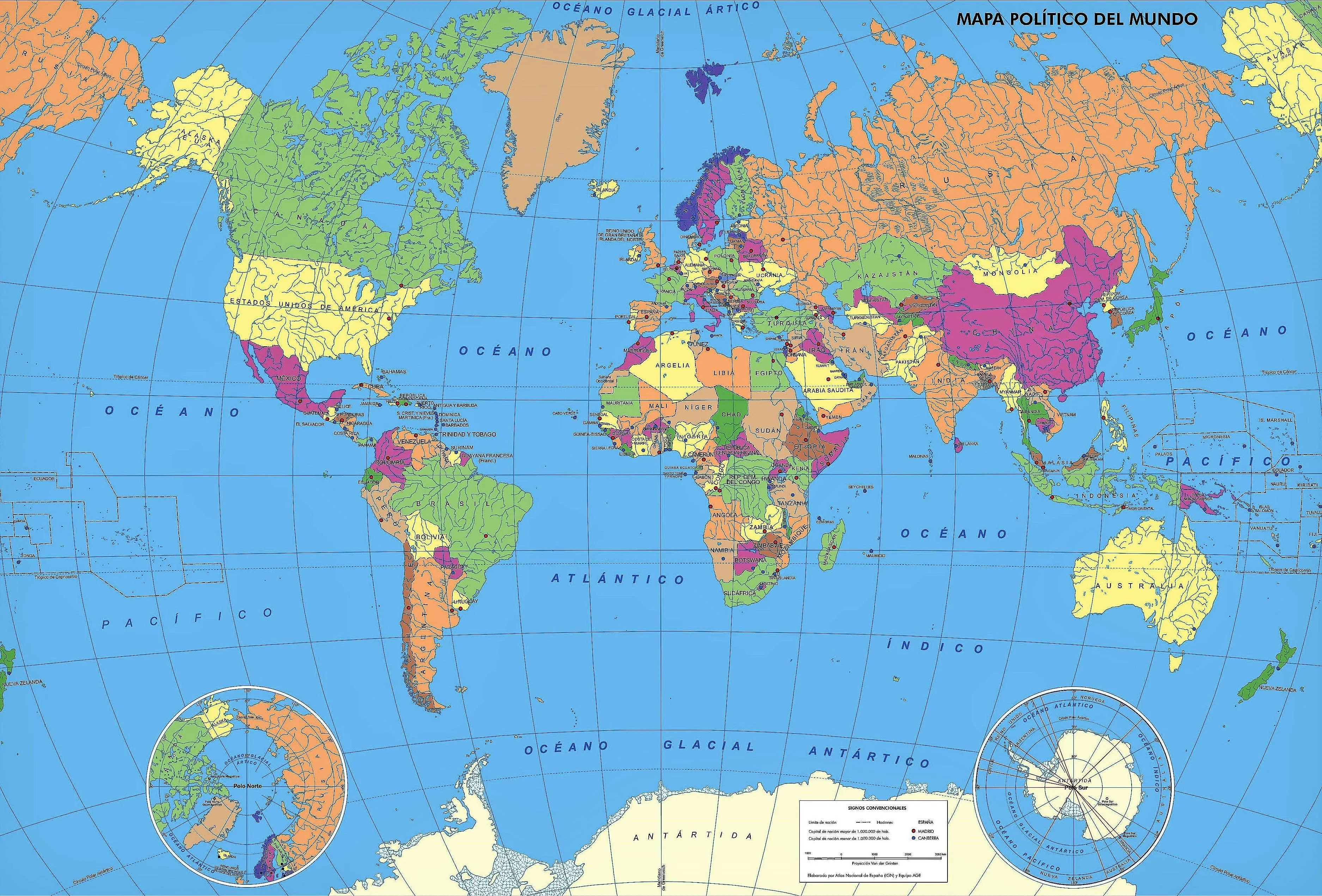 ▷ Mapamundis políticos para imprimir | Mapas del mundo de todo tipo