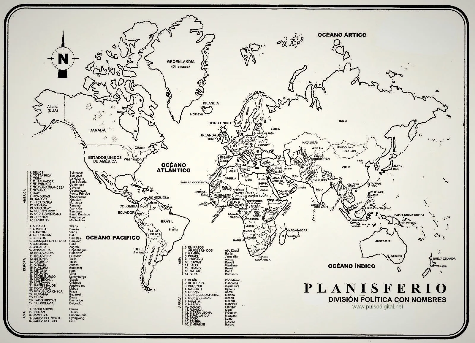 ▷ Mapamundis políticos para imprimir | Mapas del mundo de todo tipo