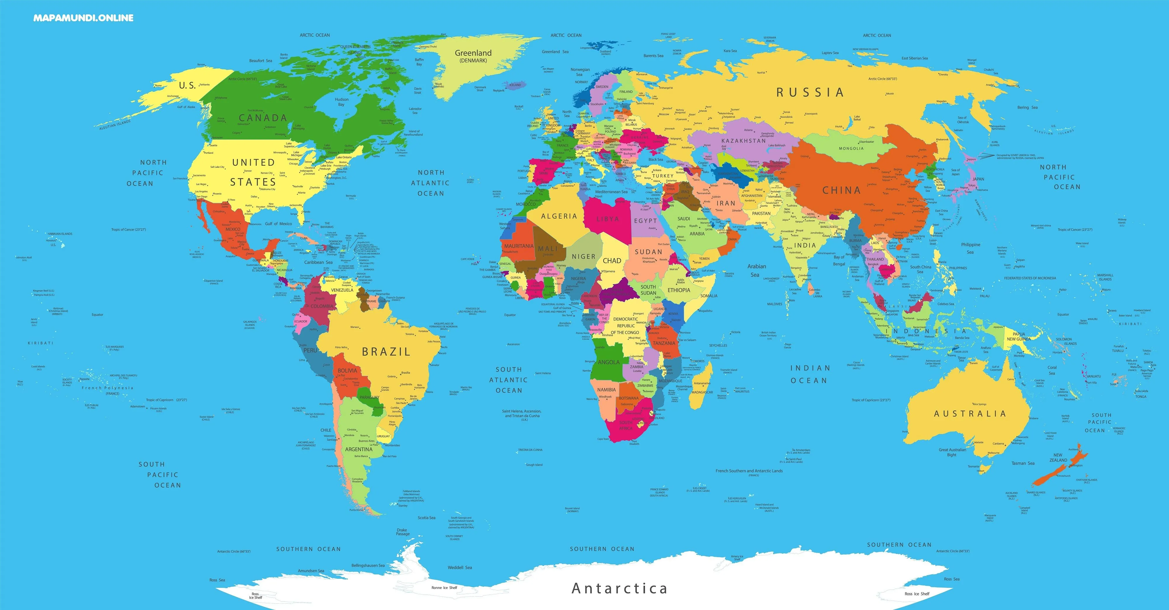 ▷ Mapamundis políticos para imprimir | Mapas del mundo de todo tipo