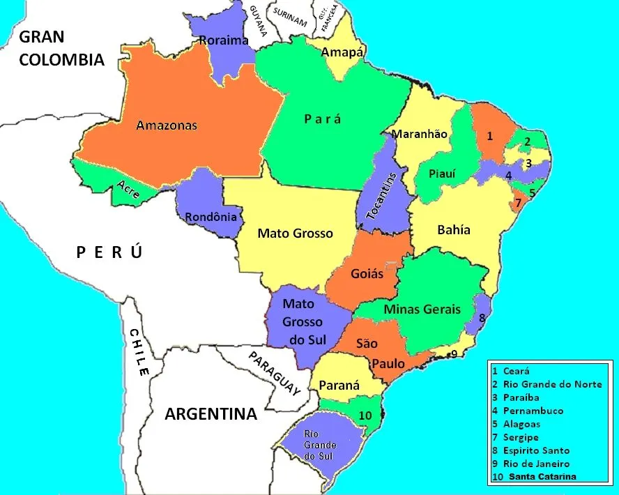 Mapas de Brasil: Mapa de brasil con nombres