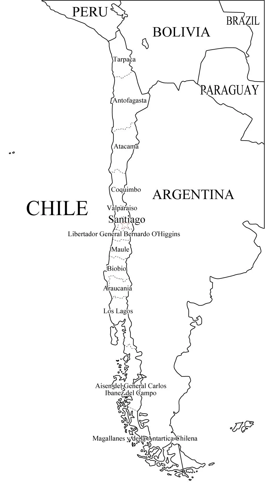 Mapas de Chile: Mapa de chile para colorear