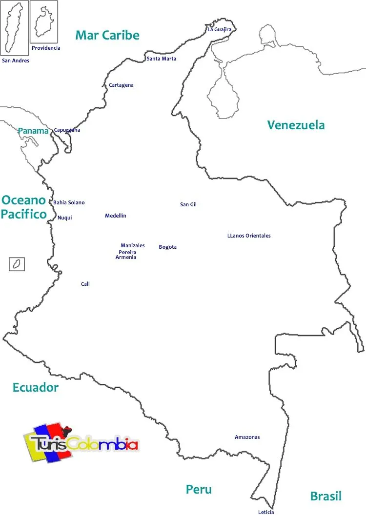 Mapas de Colombia: Mapa de colombia para pintar