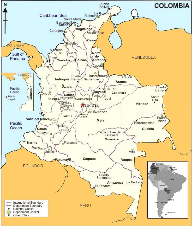 Mapas de Colombia: Mapa de Colombia con sus límites