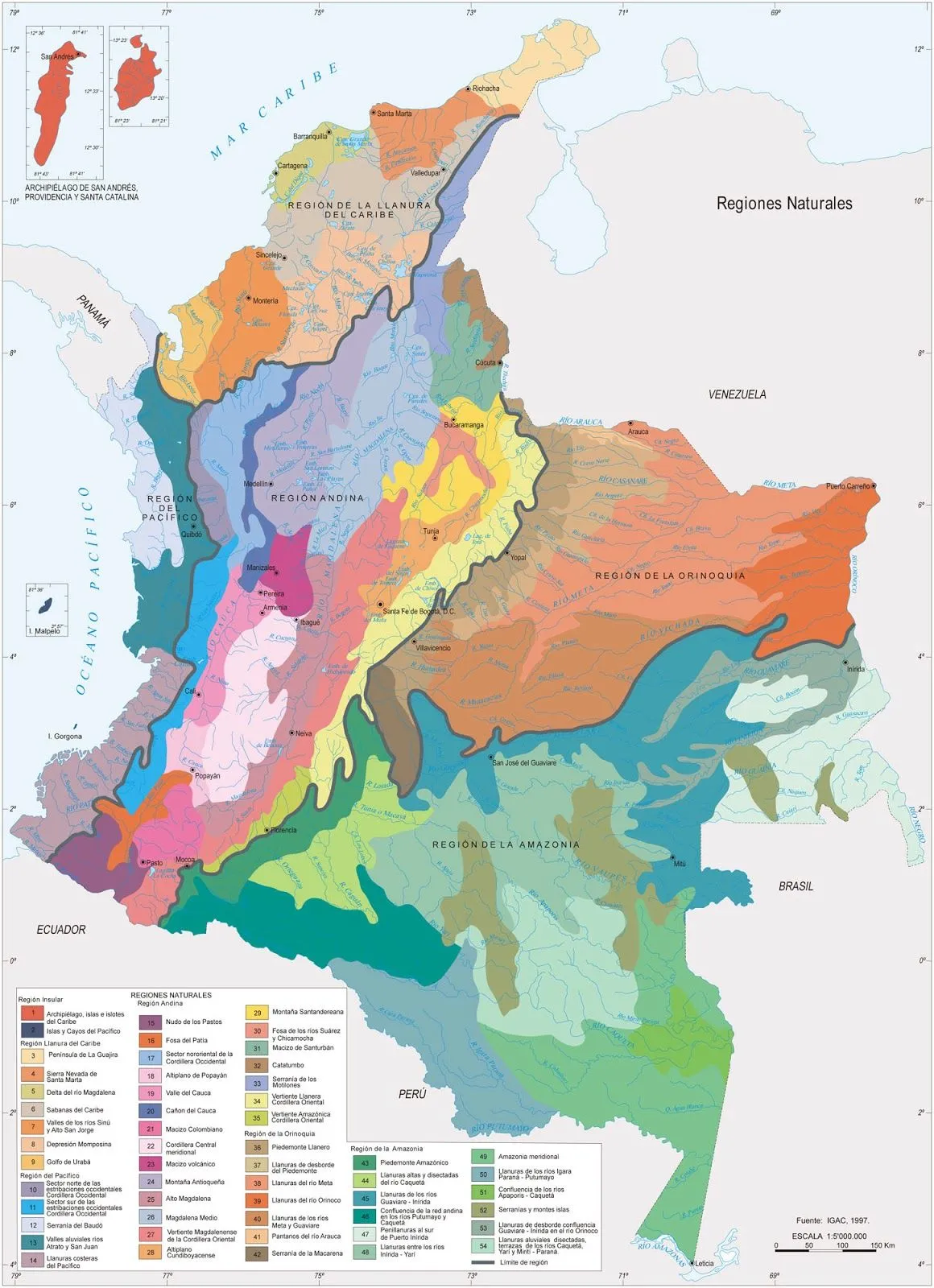 Mapas de Colombia: Mapa de colombia con sus regiones