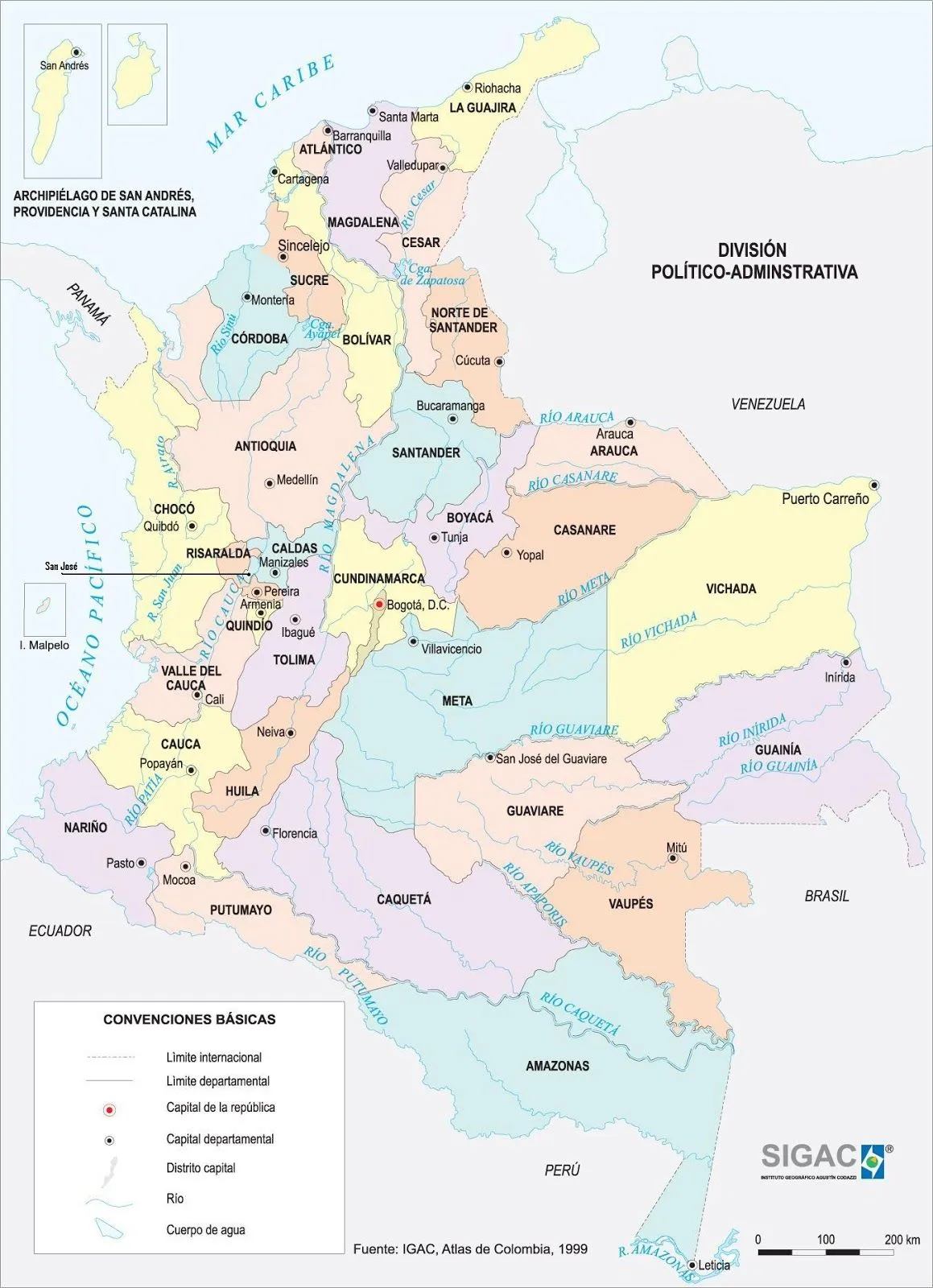 Mapas de Colombia: Mapa de colombia con sus ríos