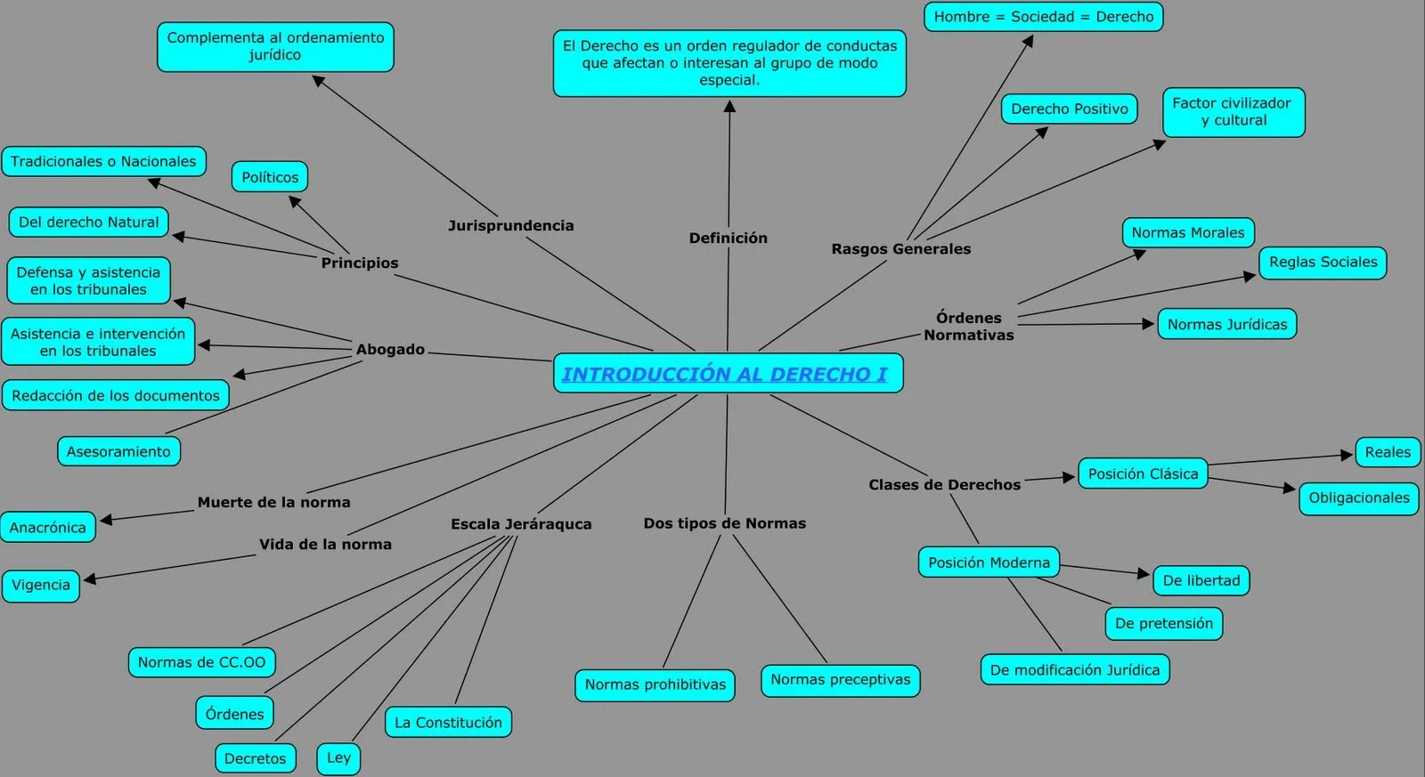 MAPAS CONCEPTUALES: MAPA CONCEPTUAL INTRODUCCIÓN AL DERECHO I