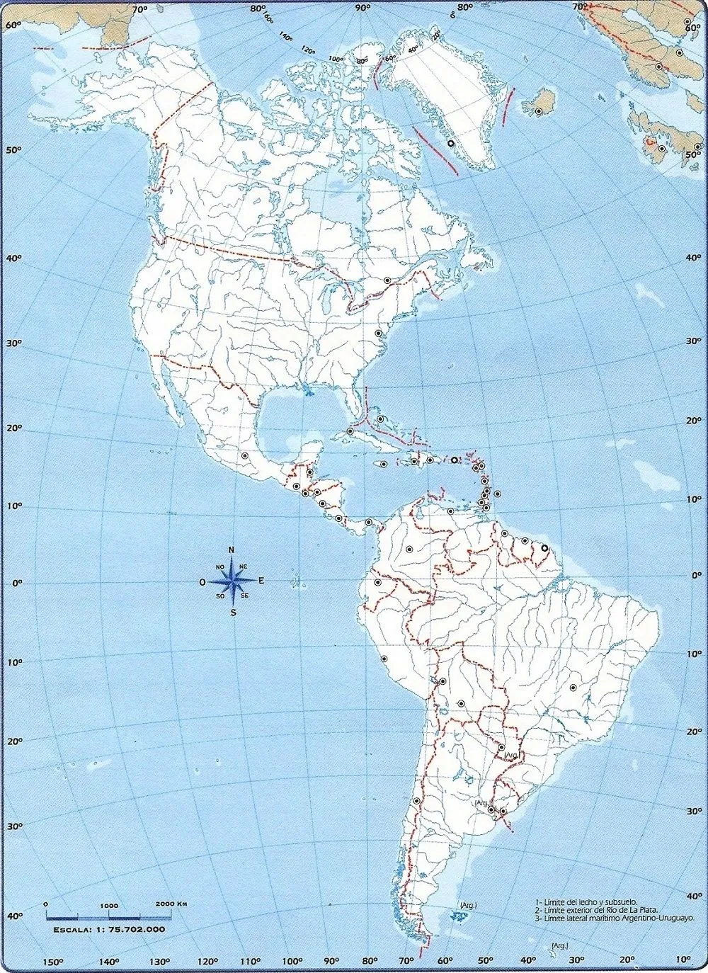 Mapas: Continente Americano con División Política y sin colorear