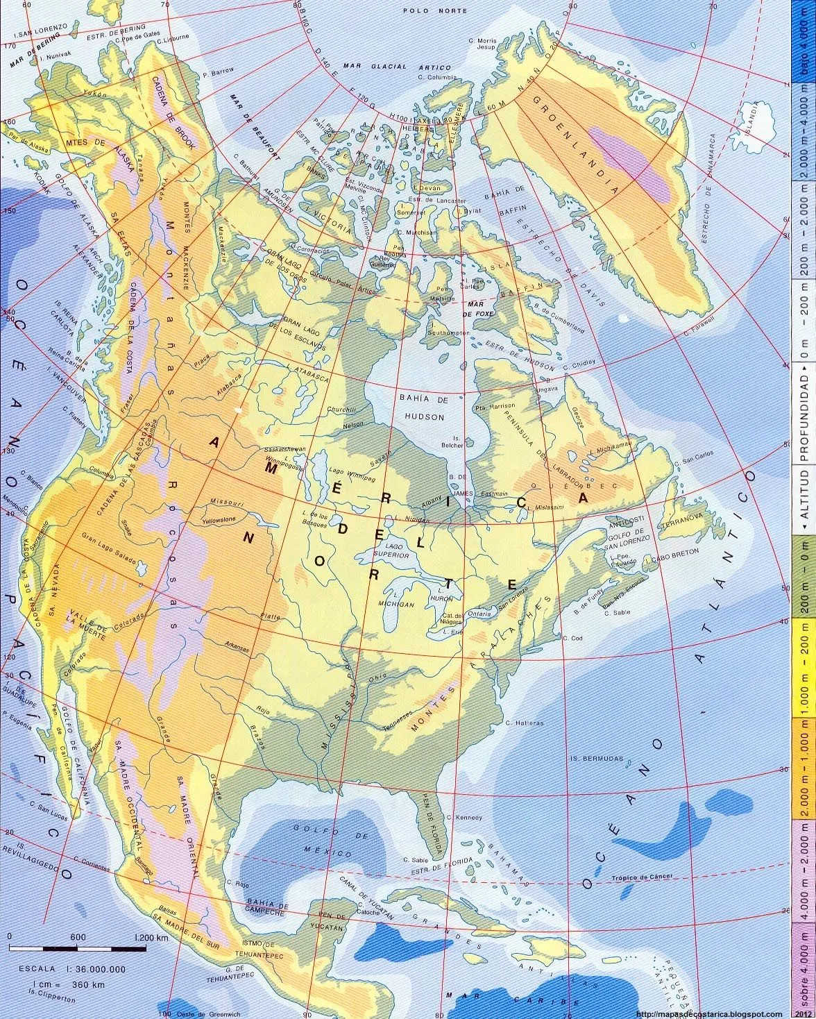 MAPAS DEL MUNDO: NORTEAMERICA, Subcontinente de America