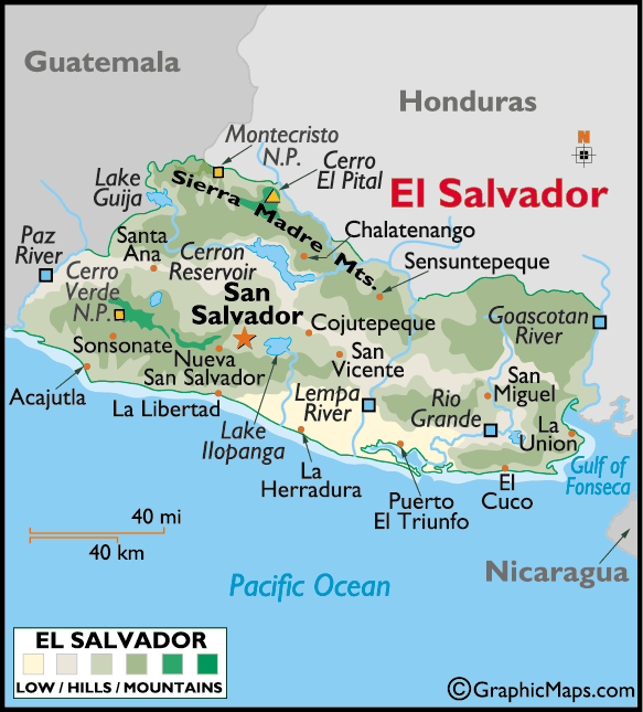 MAPAS DEL MUNDO: EL SALVADOR, America