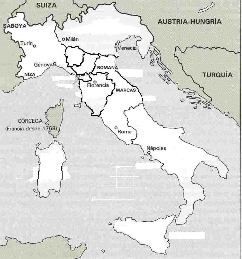 Mapas de Europa en 1815 y de Italia en 1858