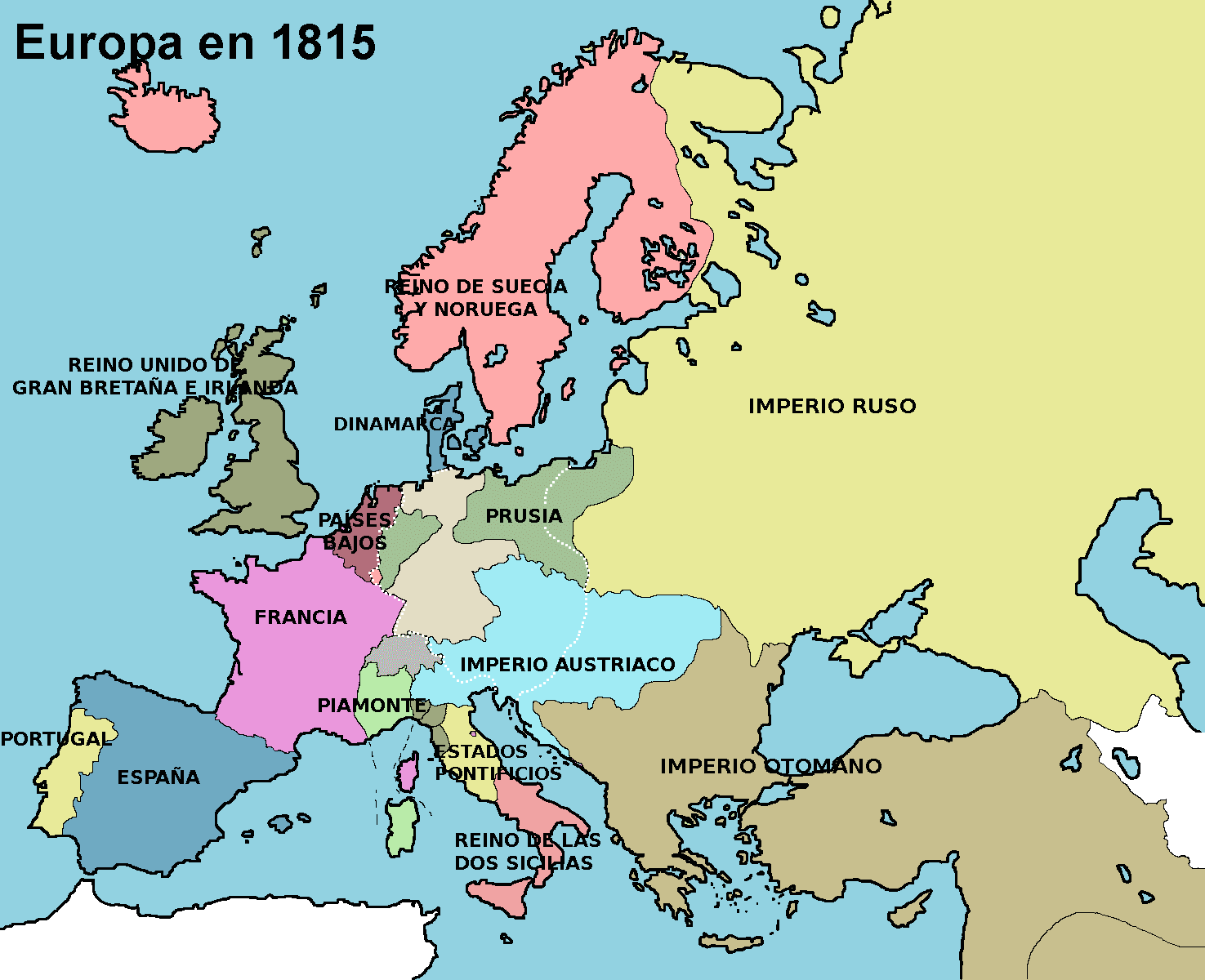 Mapa de europa de 1815 para colorear - Imagui