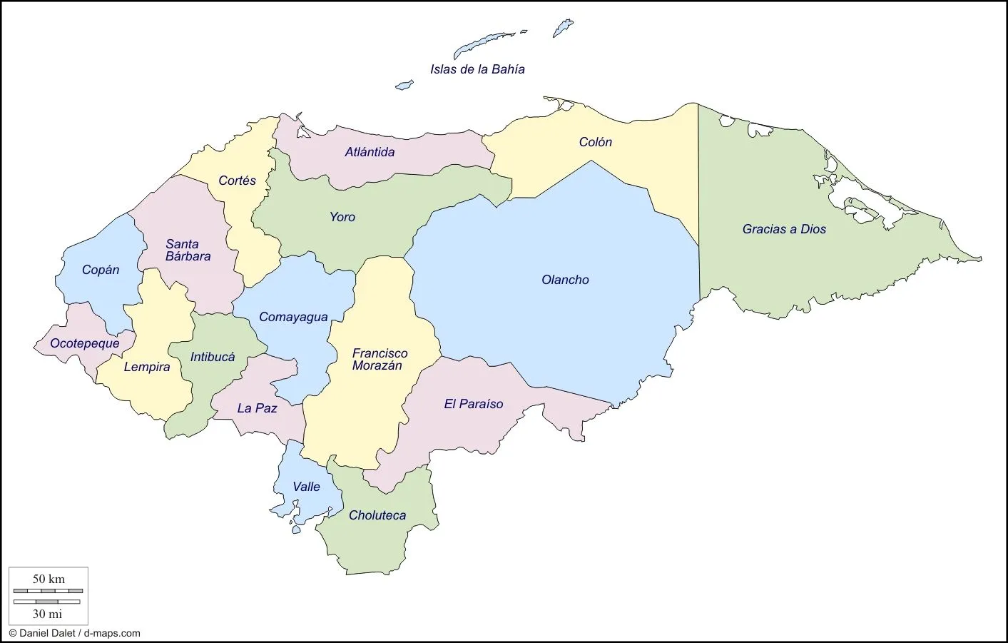 Mapas de Honduras: División política de honduras