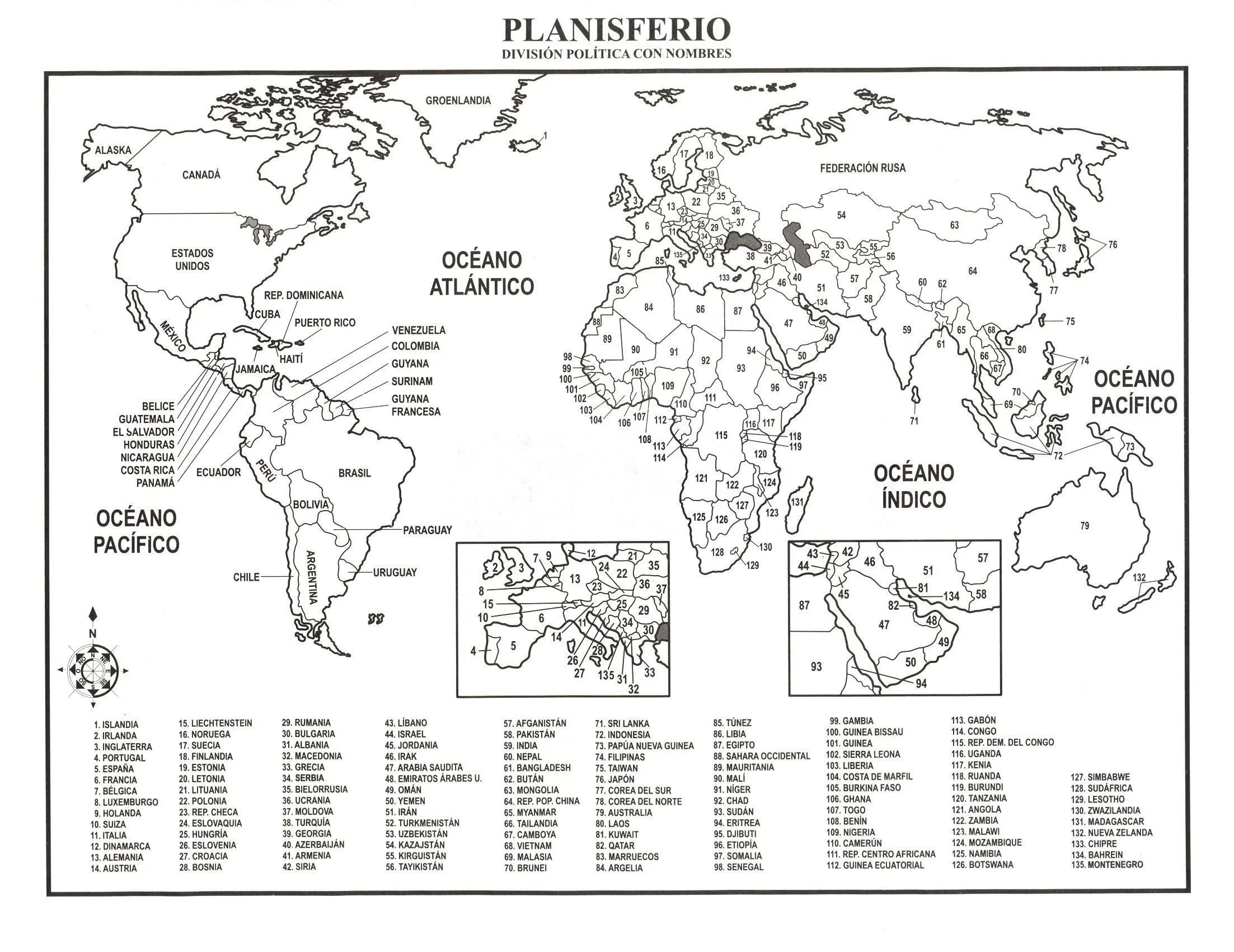 Mapas de México, los 5 continentes y planisferios para trabajos ...