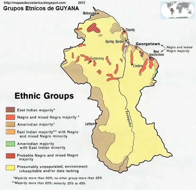 MAPAS DEL MUNDO: GUYANA, America