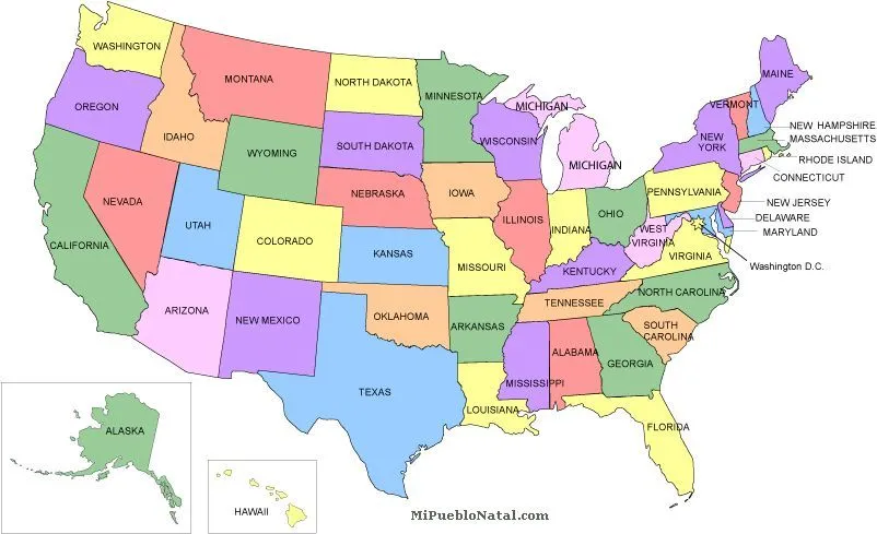 Mapas del Mundo: Mapa de los Estados Unidos Dividido