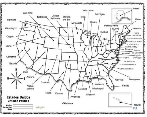 Mapas del Mundo: Mapa de Estados Unidos con división política para ...