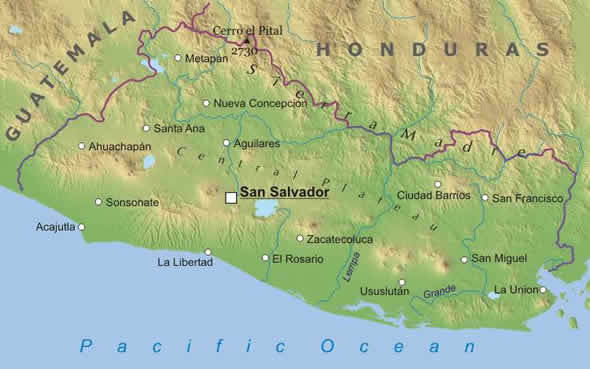 MAPAS DEL MUNDO: EL SALVADOR, America