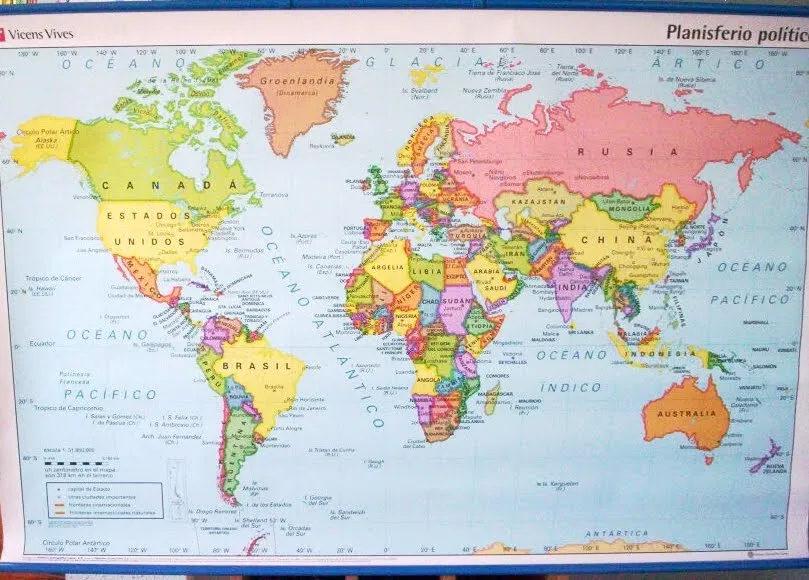 Mapamundi con division politica y nombres - Imagui