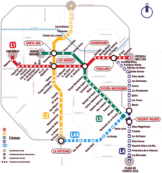 Mapas de Santiago de Chile - Planos, calles, rutas, carreteras ...