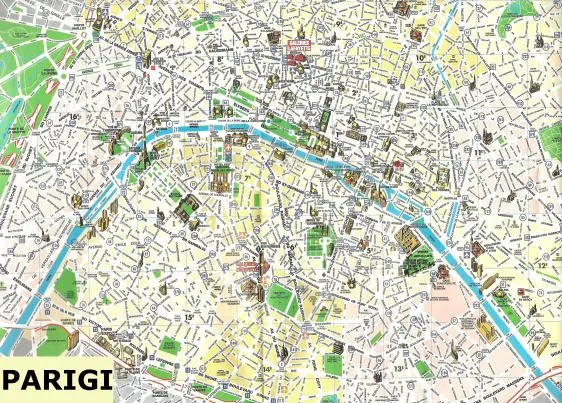 Mappa del centro di Parigi (