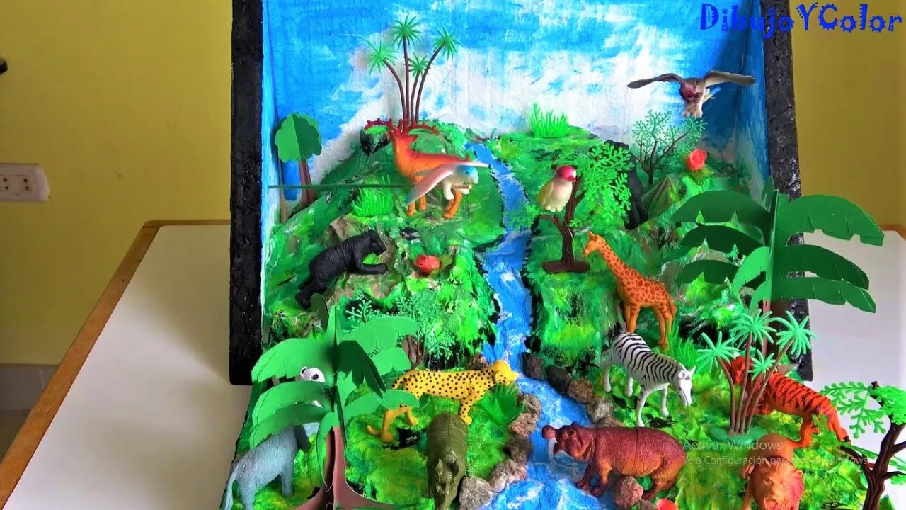 Como hacer MAQUETA de ECOSISTEMA TERRESTRE/ JUNGLA/ DIORAMA/ DibujoYColor. - YouTube
