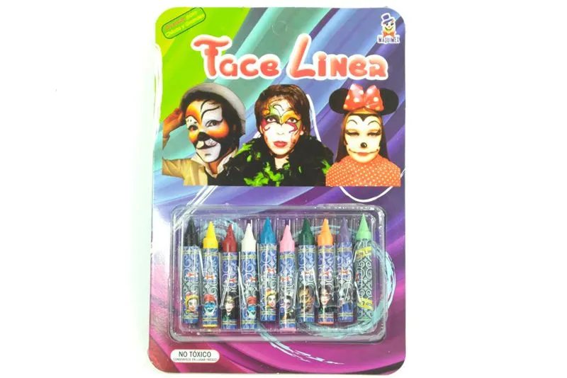 MAQUILLAJE FACE LINE PARA TIRAR LINEAS, ESTUCHE CON 10 CRAYOLAS ...