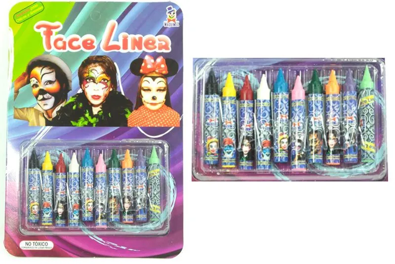 MAQUILLAJE FACE LINE PARA TIRAR LINEAS, ESTUCHE CON 10 CRAYOLAS ...