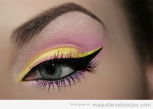 Maquillaje de ojos con sombra en amarillo y rosa | Maquillarse los ...