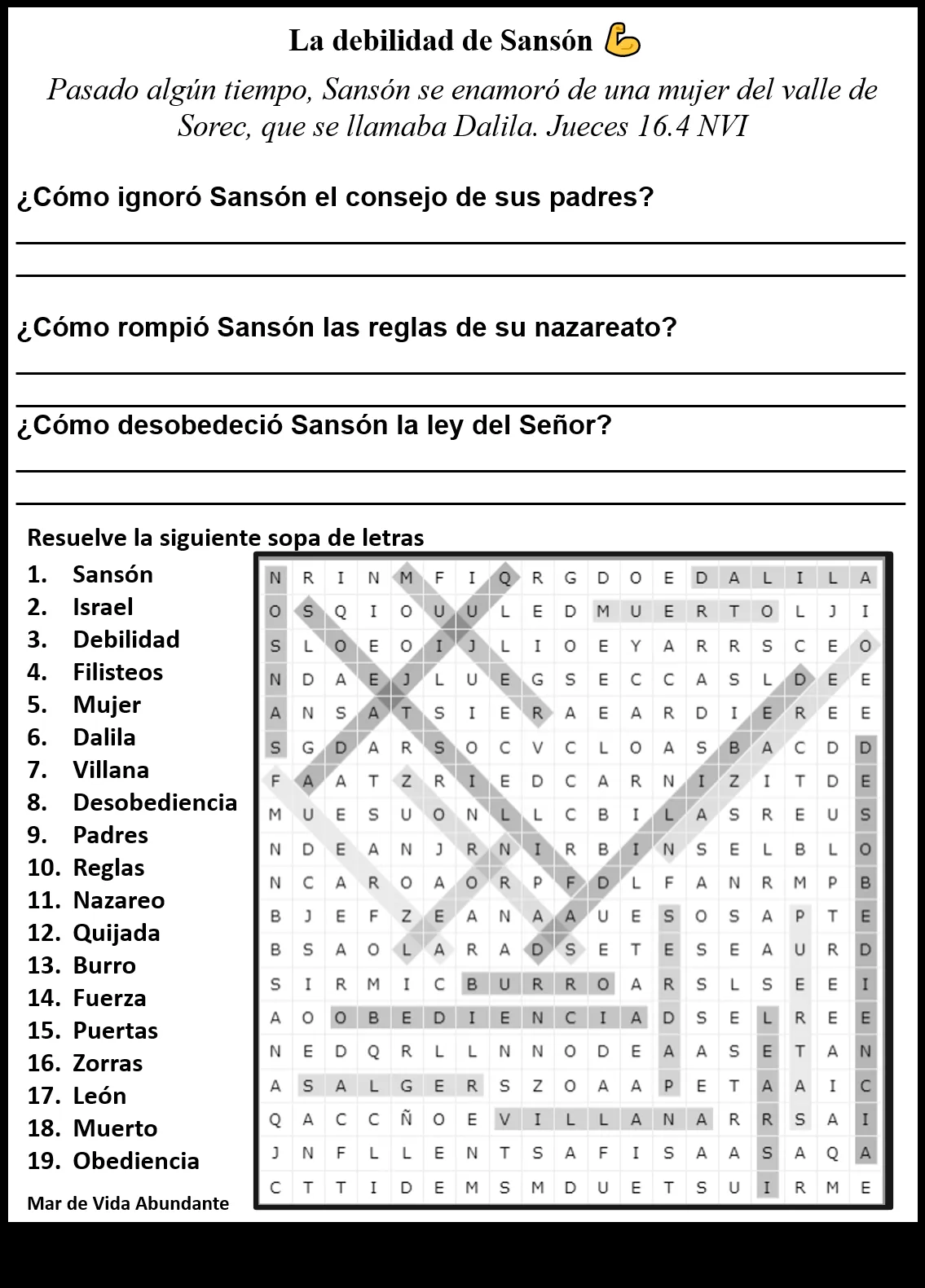 Mar de Vida Abundante: La debilidad de Sansón 