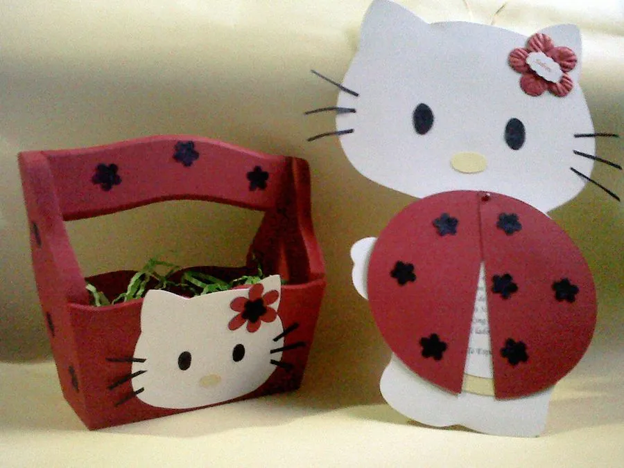 Mara Handmade Cards: Invitación y Dulcero de Kitty Mariquita