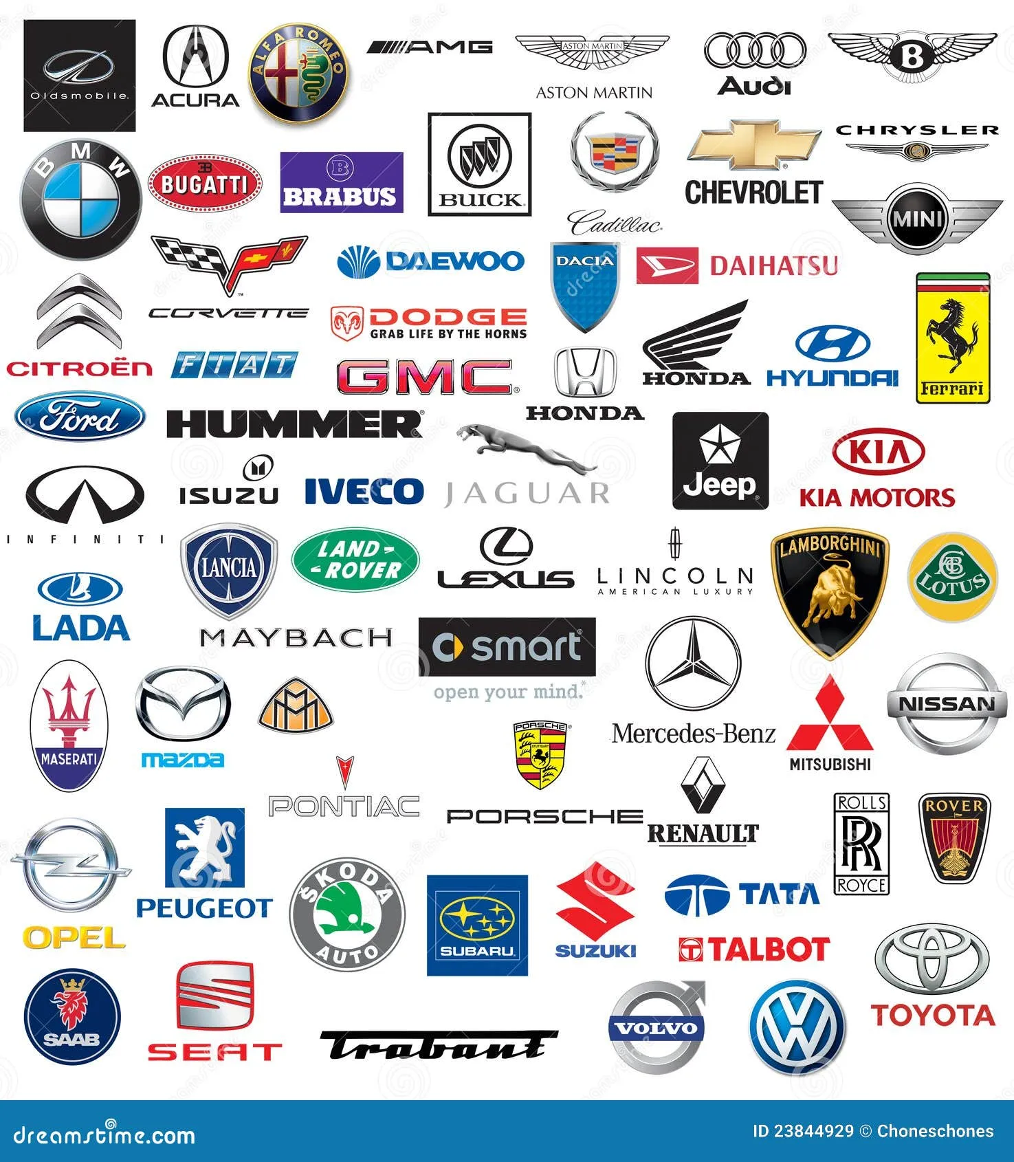 Marca De Fábrica Del Mundo De Los Logotipos De Los Coches Imagen ...