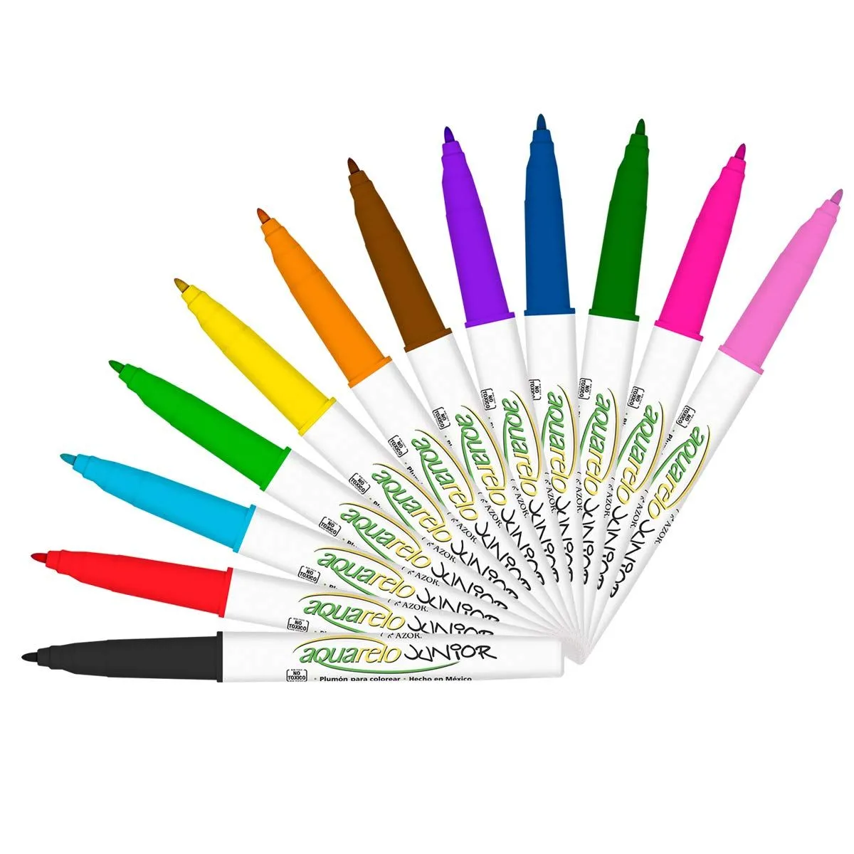 Marcadores Azor Color Base Agua Lavables Aquarelo Junior 12 Piezas Eli