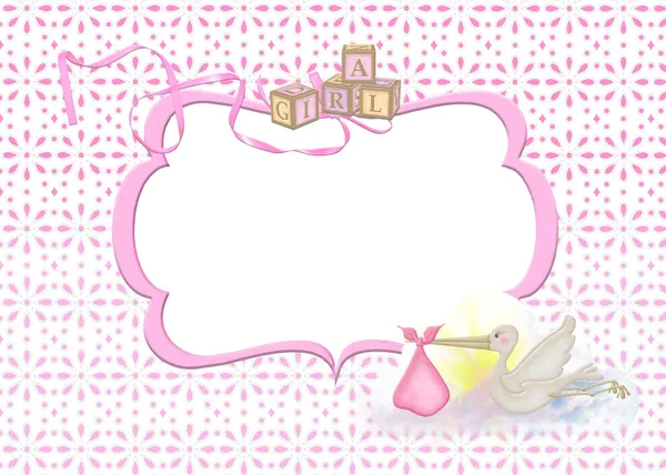 marco de bebé niña con cigüeña — Foto stock © jentara #11243418