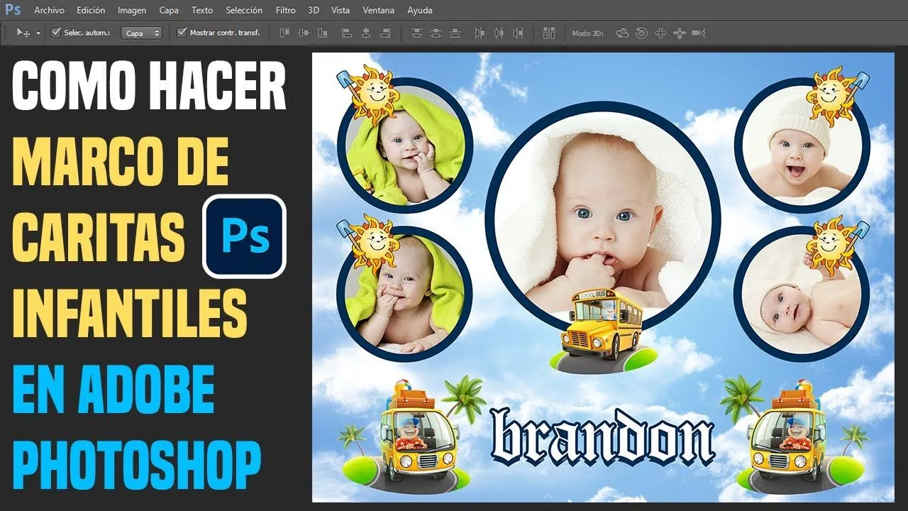 Como Hacer un Marco de Caritas Infantiles en Photoshop. - YouTube