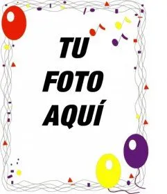 Marco para fotos con adornos de fiesta y globos. - fotoefectos.com