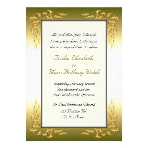 Invitación elegante del boda del oro de Zazzle.