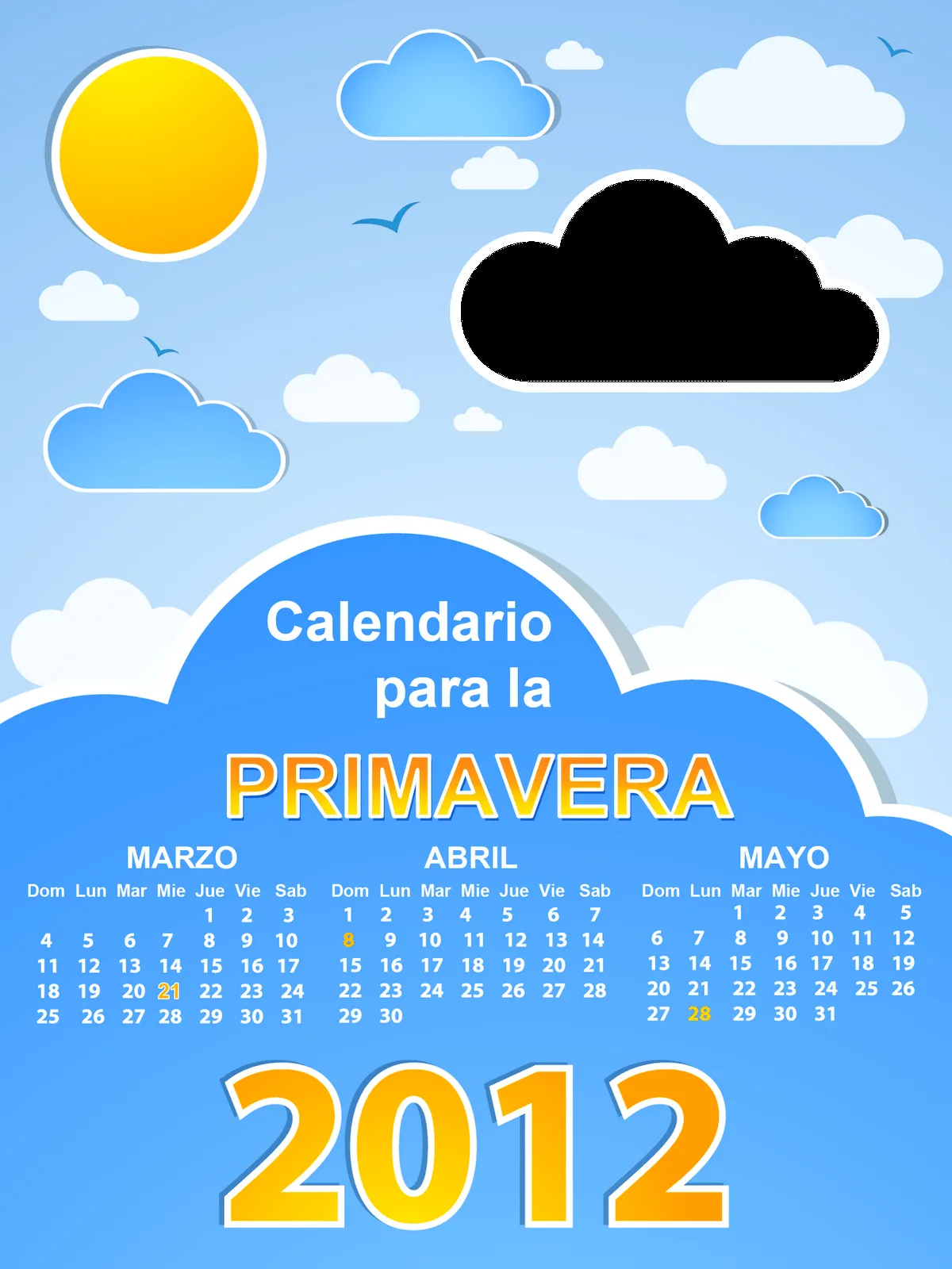 Marcos creativos para tus fotos: Calendario Primavera 2012 en .png