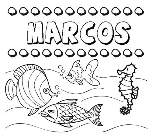 Dibujo con el nombre Marcos para colorear, pintar e imprimir