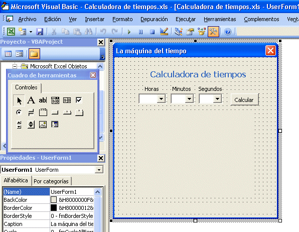 Calculadora de tiempos : Hojas de cálculo Excel