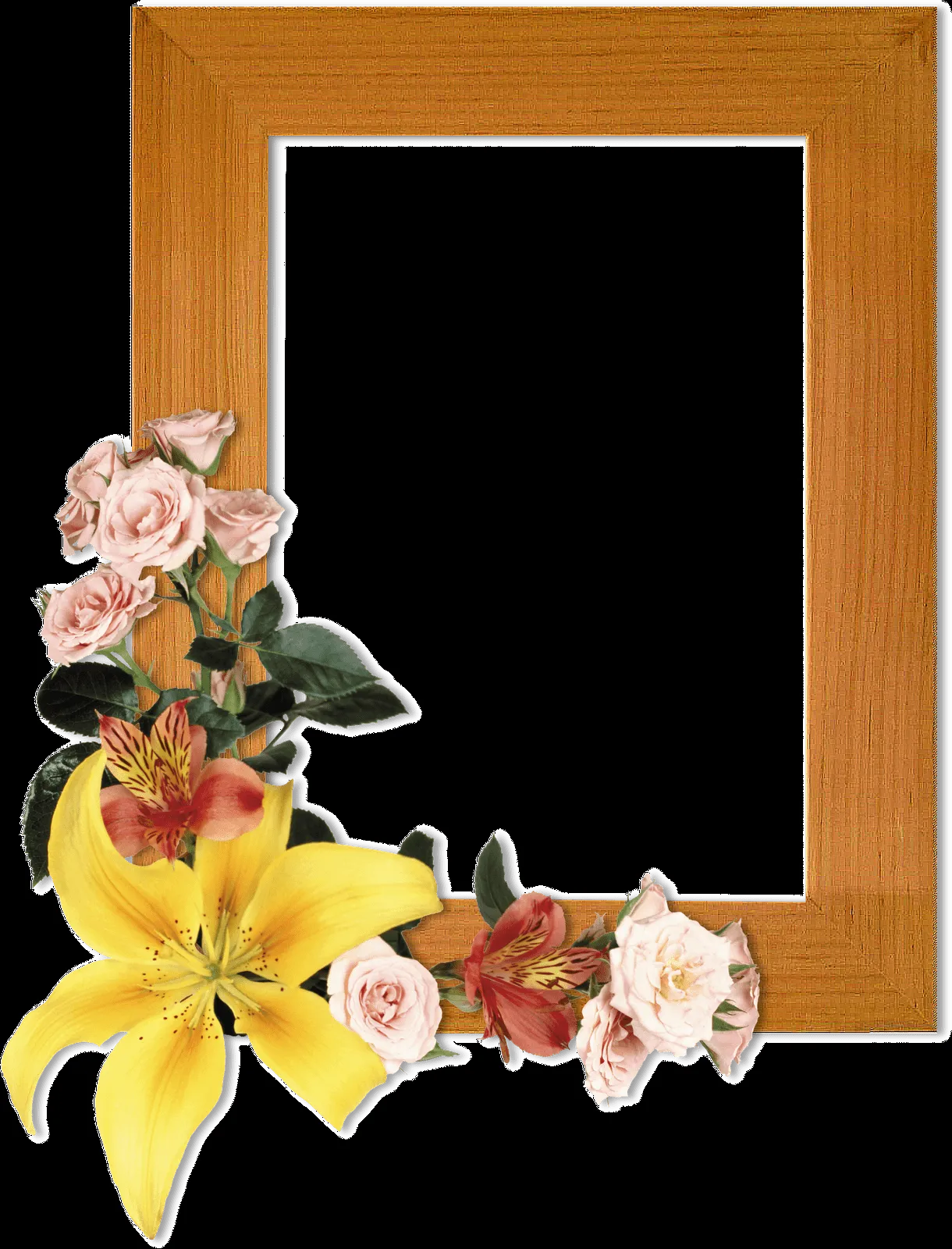 Marcos de madera decorados con flores