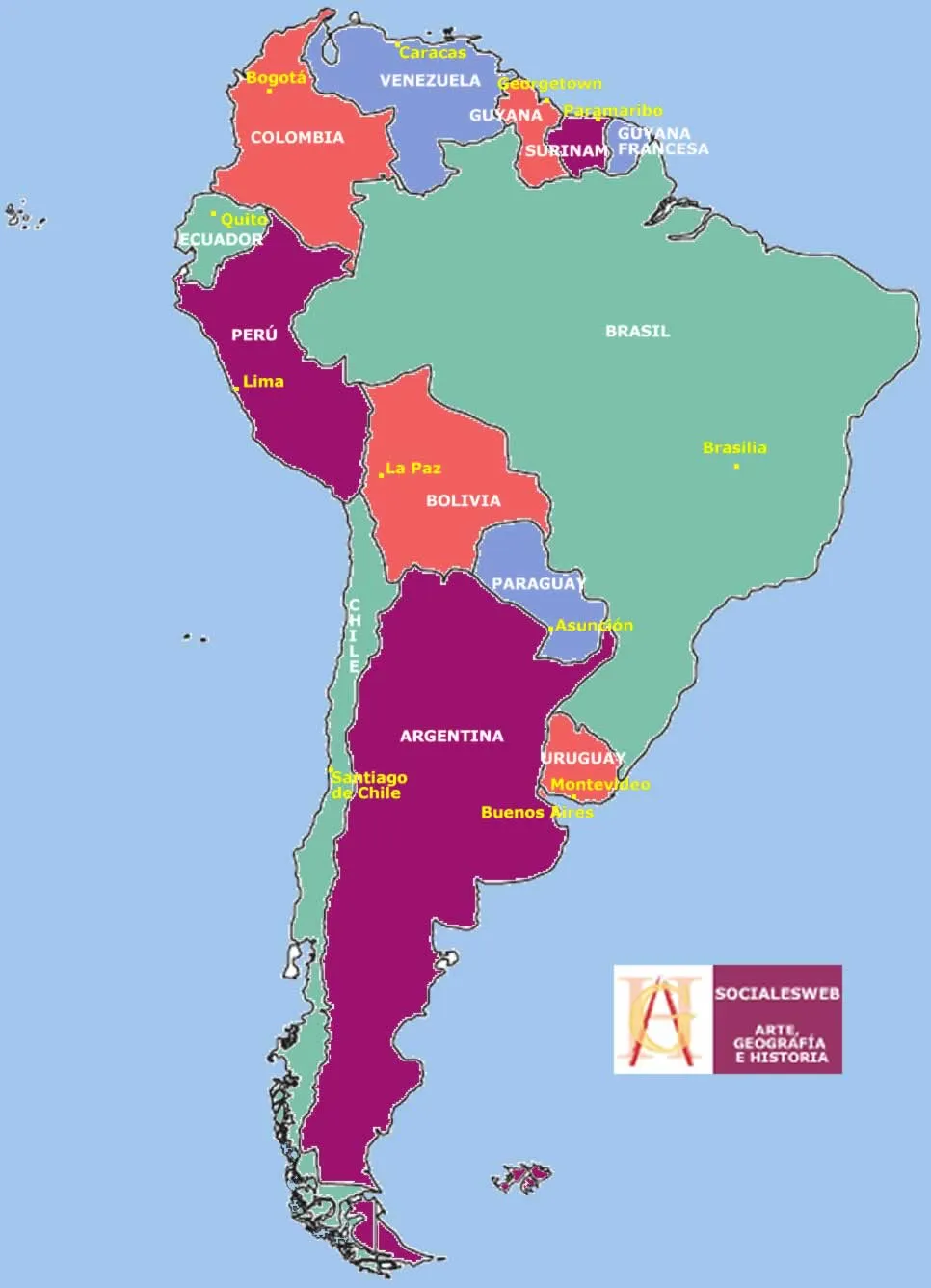 Mares De America Del Sur Mapa